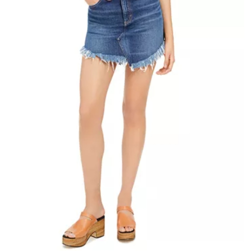 Free People Bailey Solid Denim Mini skirt